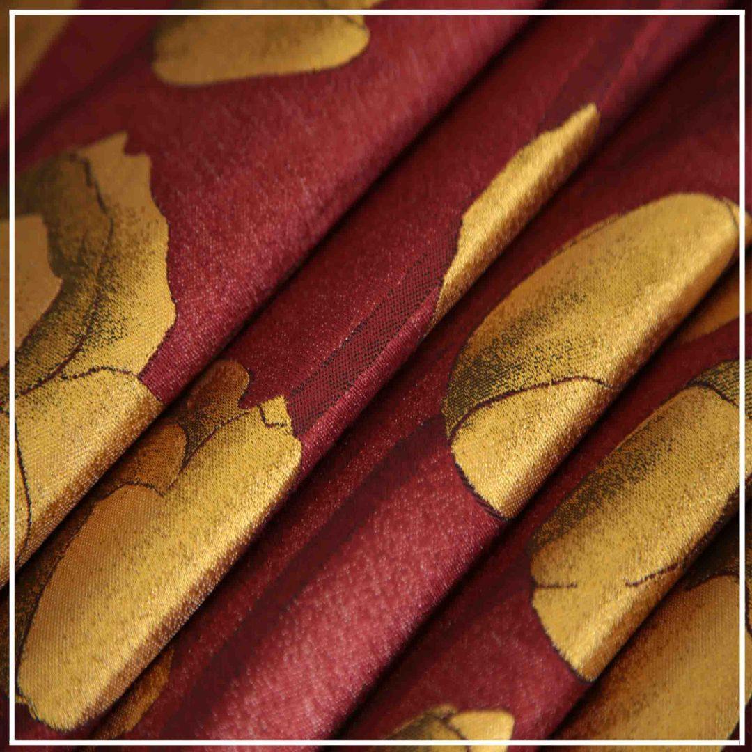 Red and Gold Curtain and Sofa Fabric