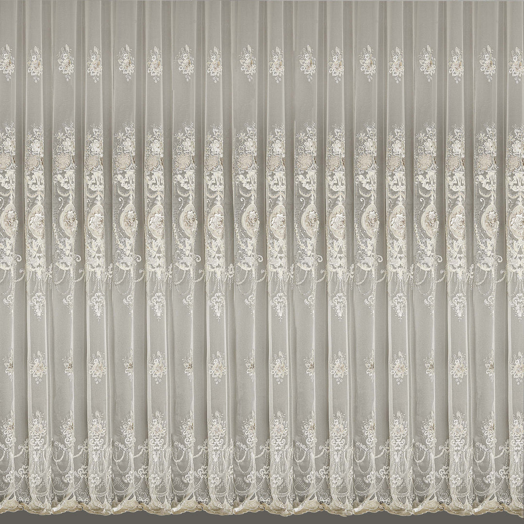 Floral Damask Embroidered Net for curtain and drapes 