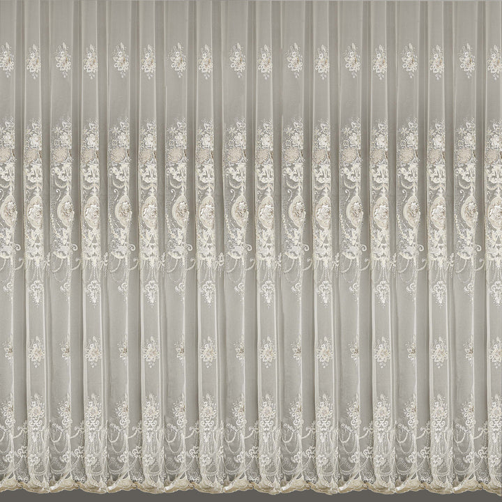 Floral Damask Embroidered Net for curtain and drapes 
