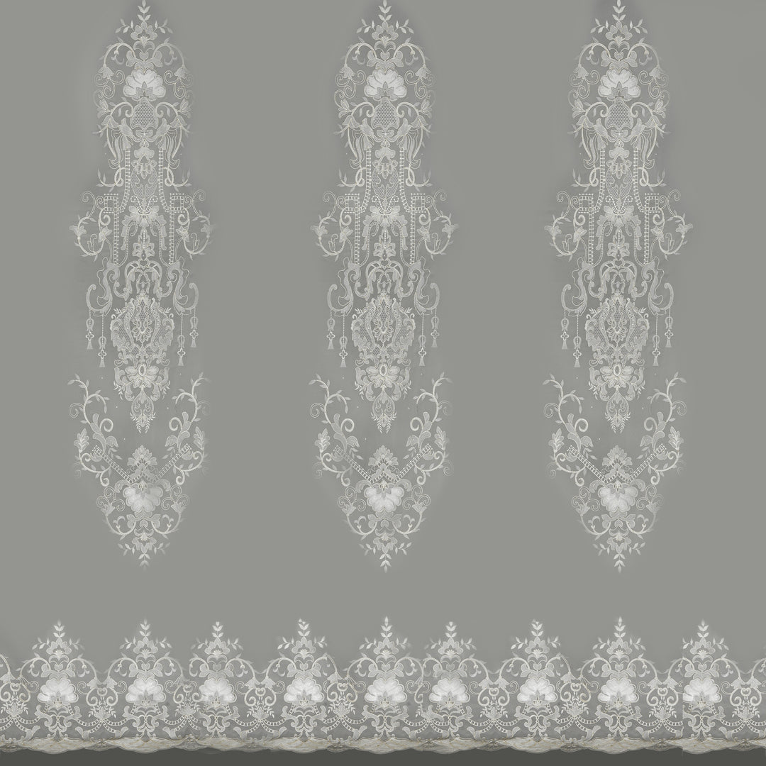Embroidered net, Sheers, classical interiors , curtain and roman Blind, Damask