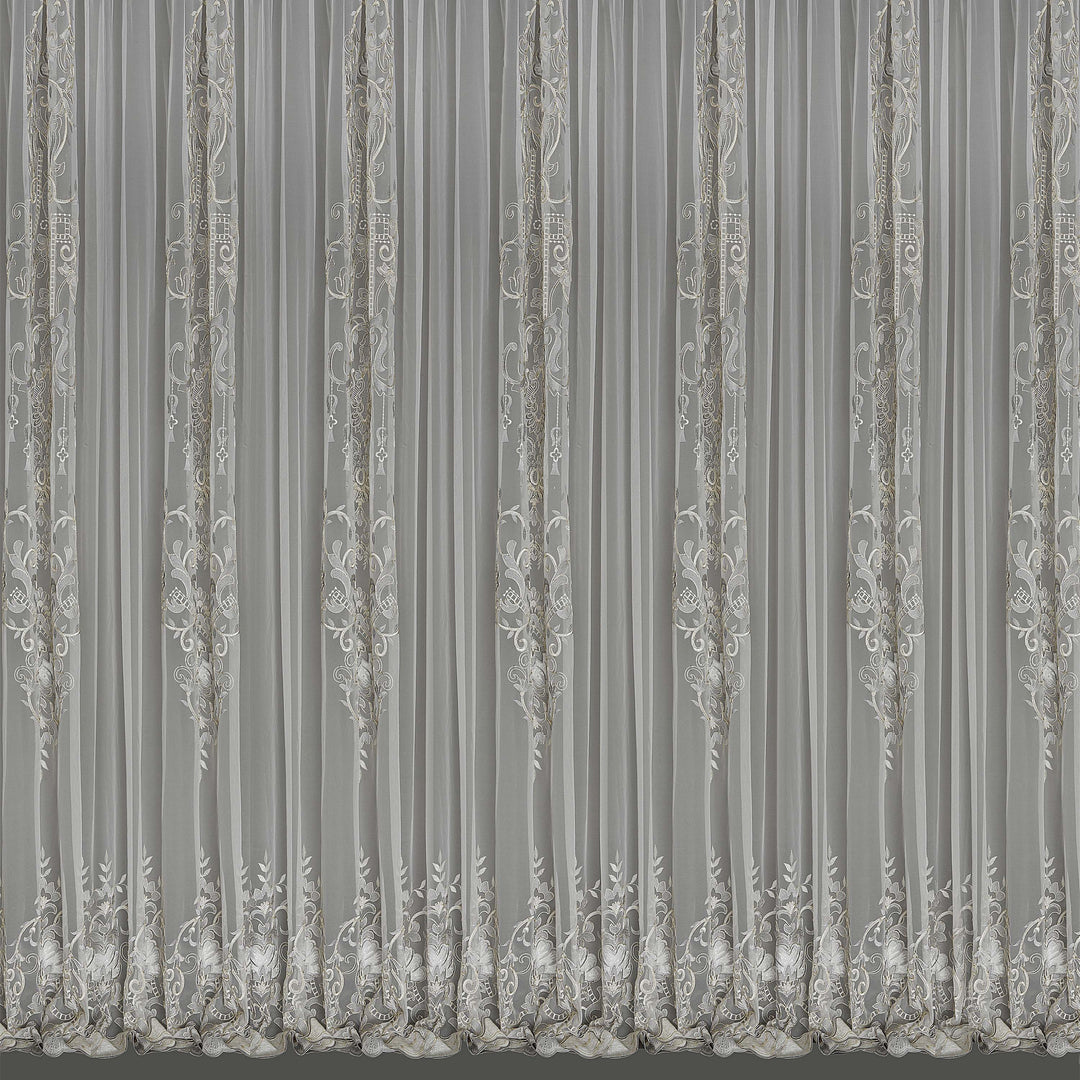 Embroidered net, Sheers, classical interiors , curtain and roman Blind, Damask