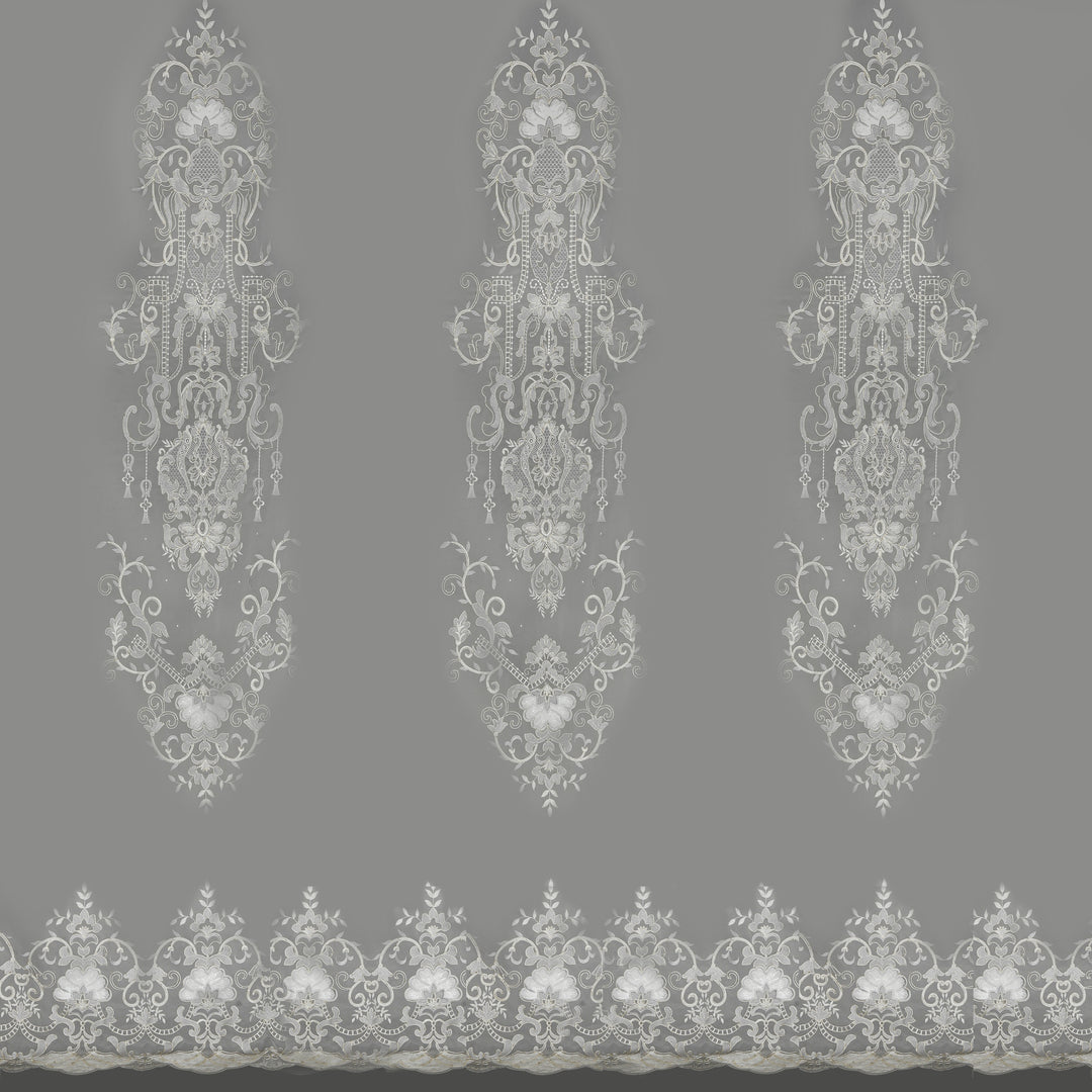 Embroidered net, Sheers, classical interiors , curtain and roman Blind, Damask