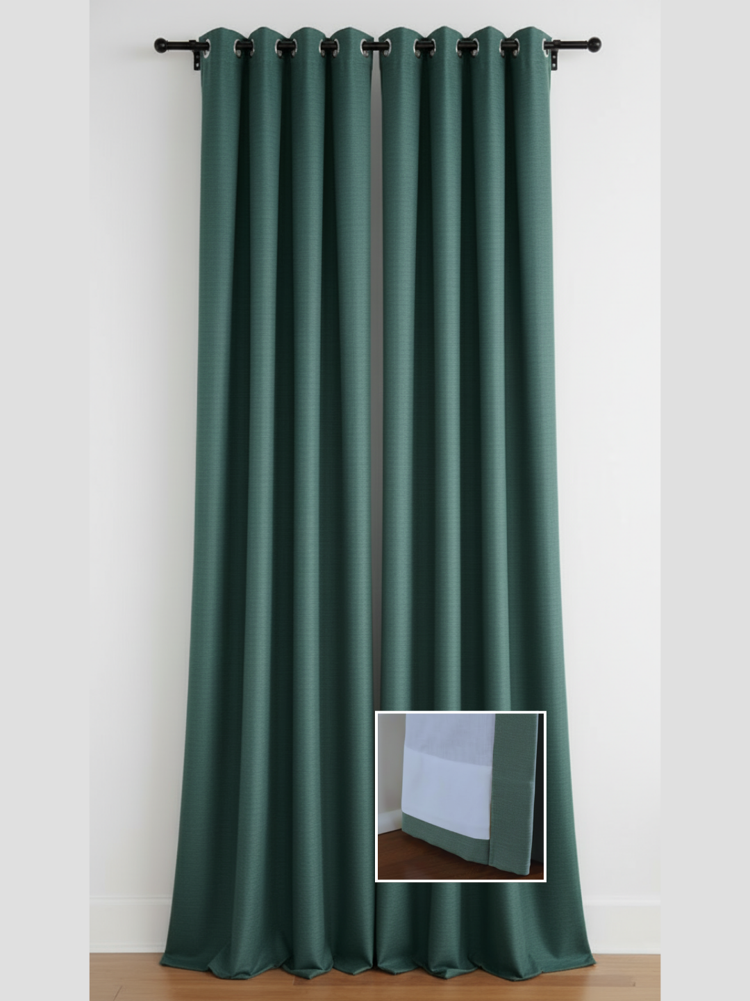 9513 - Dark Green Synthetic Silk Ready Made Curtain Panel