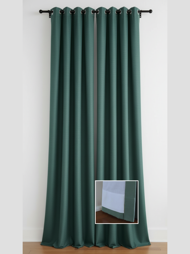 9513 - Dark Green Synthetic Silk Ready Made Curtain Panel