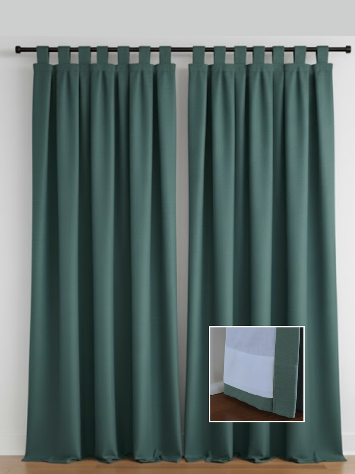 9513 - Dark Green Synthetic Silk Ready Made Curtain Panel
