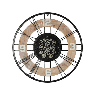 Modern Metal Wall Clock with Moving Gears